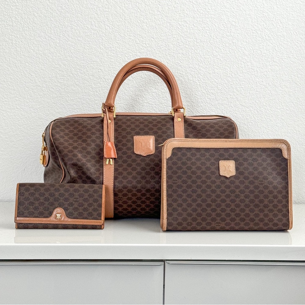 Celine Macadam Travel Duffle + Pouch + Wallet Set
